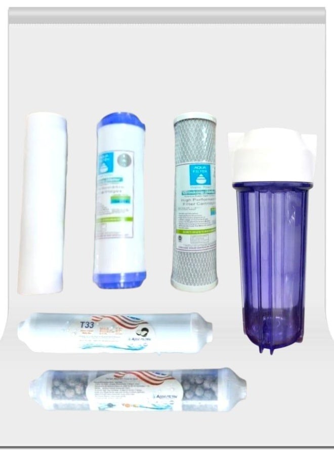 شمعات فلتر مياه 5 مراحل مع بيت شمعة مرحلة اولى( هاوسينج شفااف)